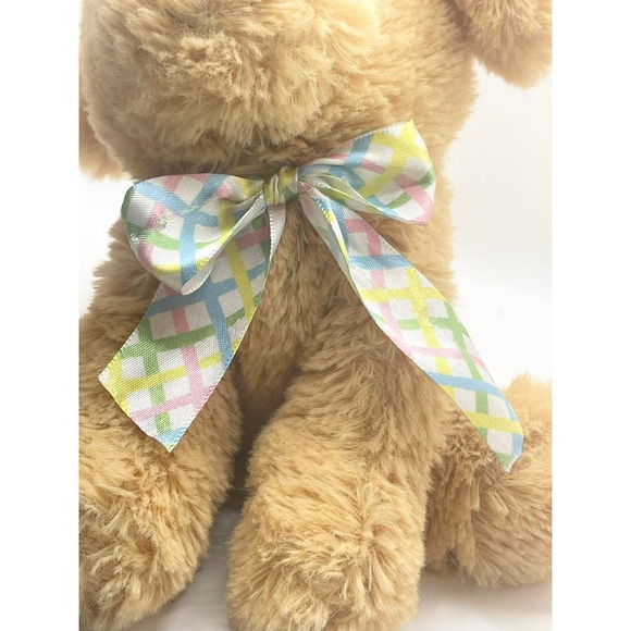 Hugfun International Easter Puppy Dog Plush Tan Bunny Ears Pastel Plaid Bow 2017 - Picture 3 of 12